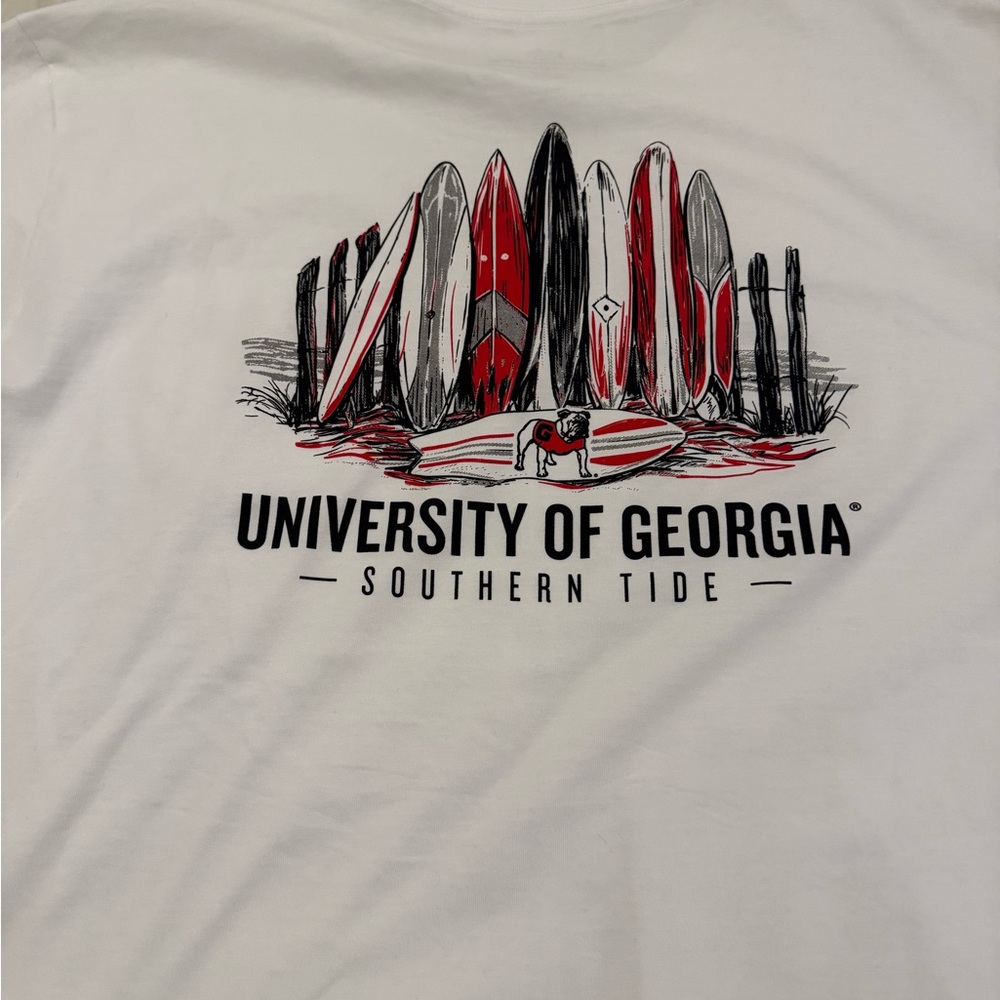 Southern Tide University of Georgia Surfboard Tee - White and Red